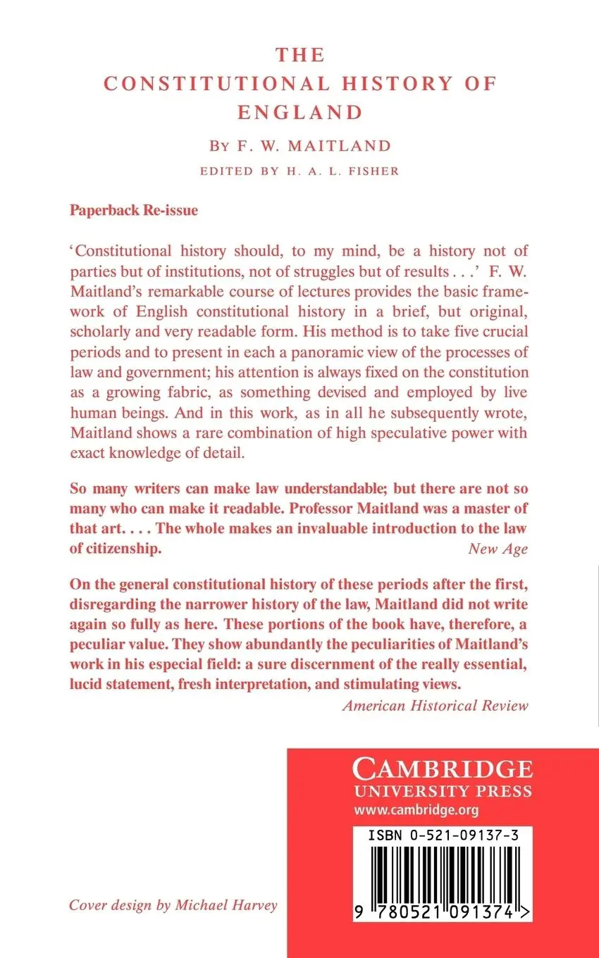 Rückseite: 9780521091374 | The Constitutional History of England | Frederic W. Maitland (u. a.)