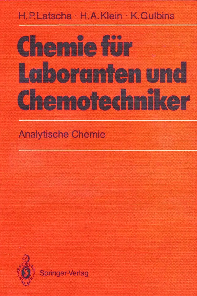 Cover: 9783540501374 | Chemie für Laboranten und Chemotechniker | Analytische Chemie | Buch