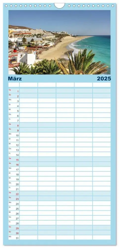 Bild: 9783457121474 | Familienplaner 2025 - Fuerteventura mit 5 Spalten (Wandkalender, 21...