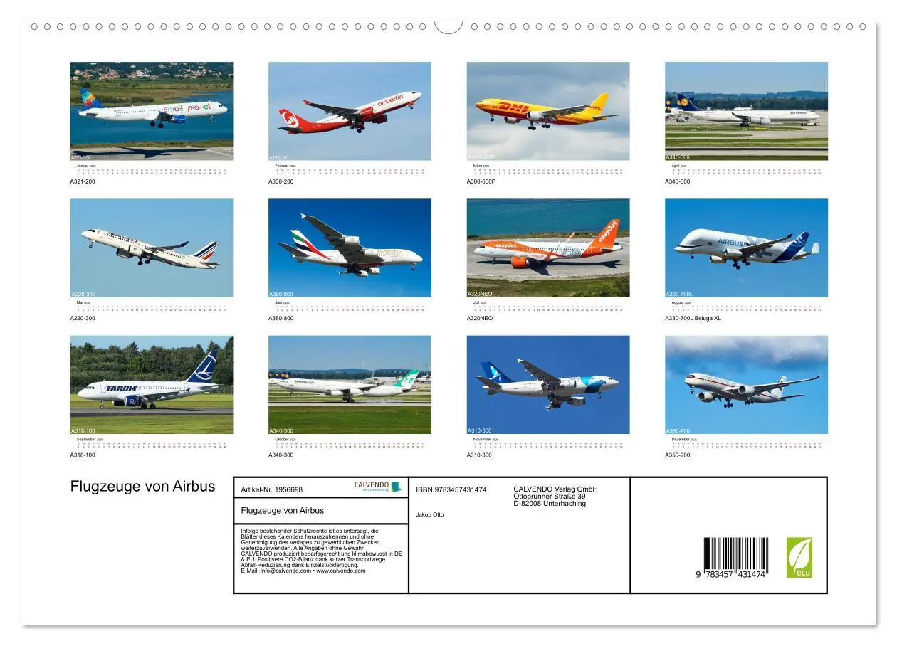 Bild: 9783457431474 | Flugzeuge von Airbus (hochwertiger Premium Wandkalender 2026 DIN A2...