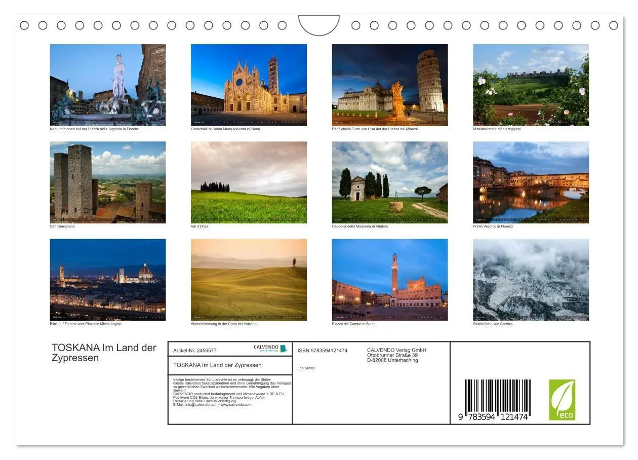 Bild: 9783594121474 | TOSKANA Im Land der Zypressen (Wandkalender 2027 DIN A4 quer),...