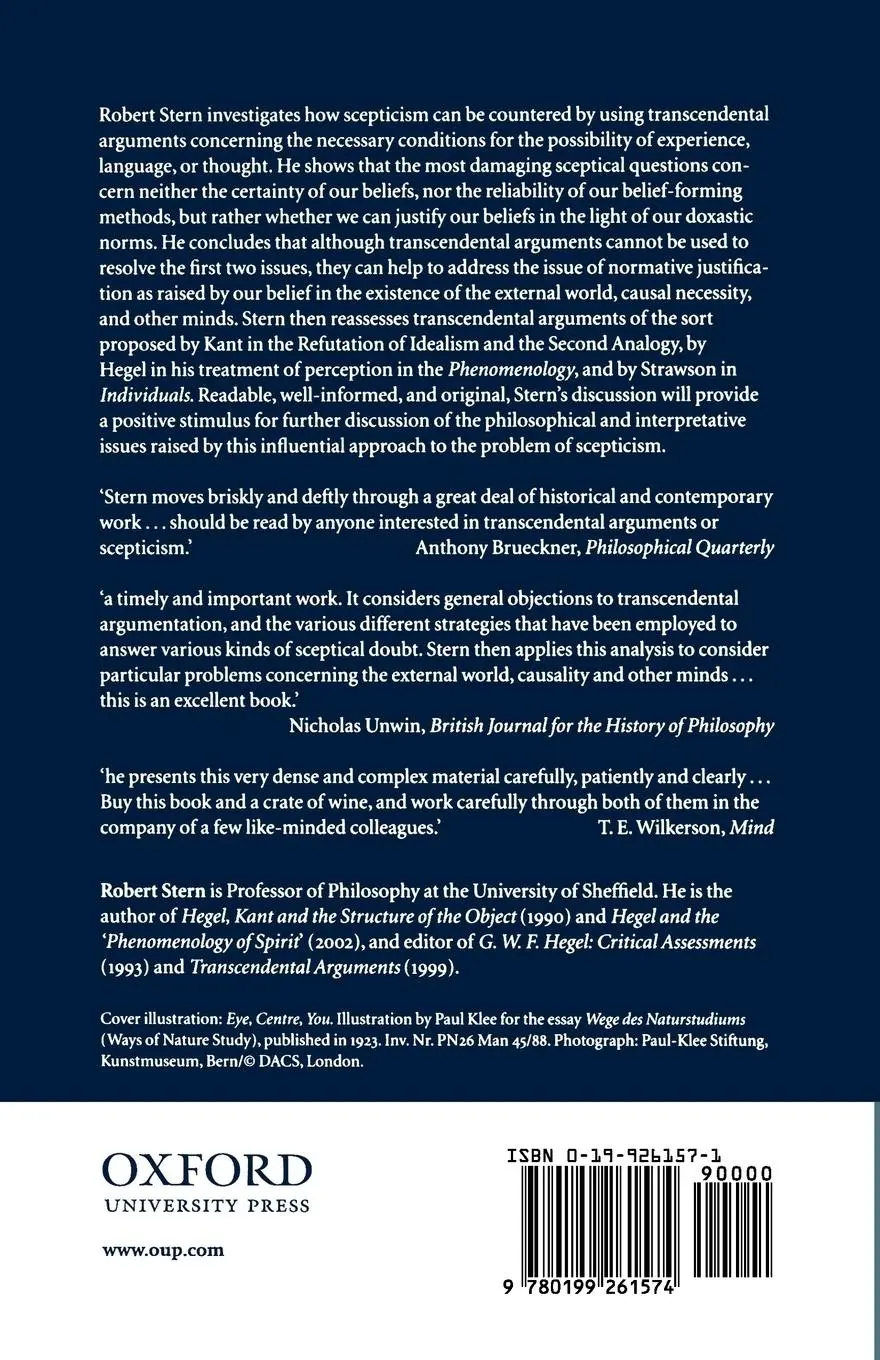 Rückseite: 9780199261574 | Transcendental Arguments and Scepticism | Robert Stern | Taschenbuch