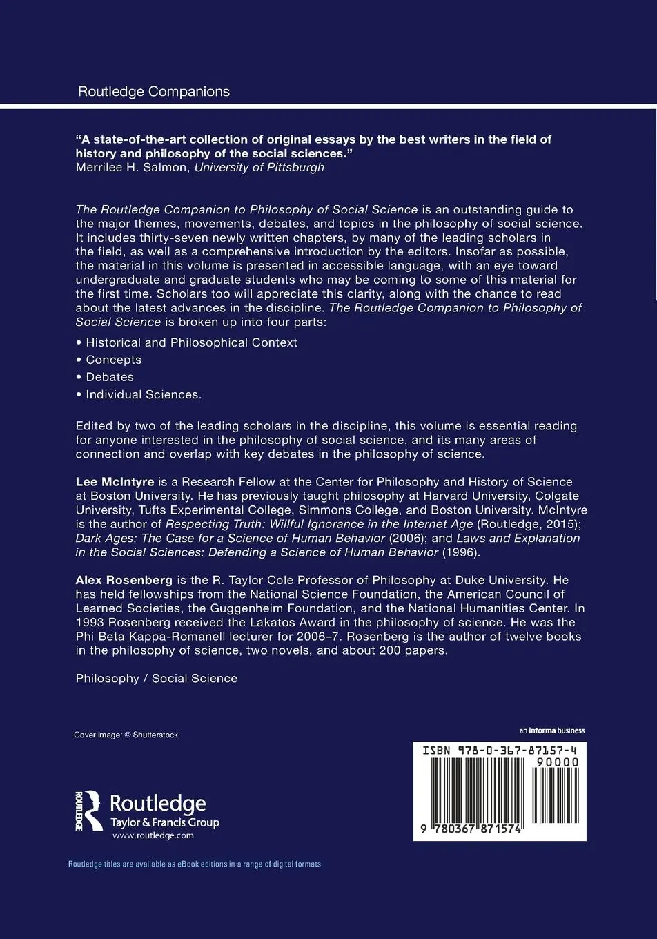 Rückseite: 9780367871574 | The Routledge Companion to Philosophy of Social Science | Taschenbuch