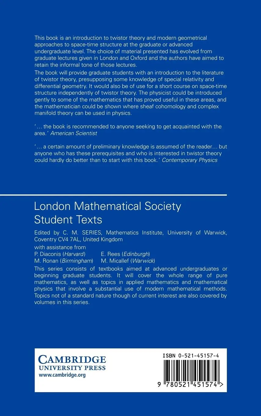 Rückseite: 9780521451574 | An Introduction to Twistor Theory | Second Edition | Huggett (u. a.)