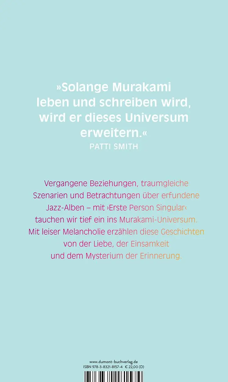 Rückseite: 9783832181574 | Erste Person Singular | Haruki Murakami | Buch | 218 S. | Deutsch