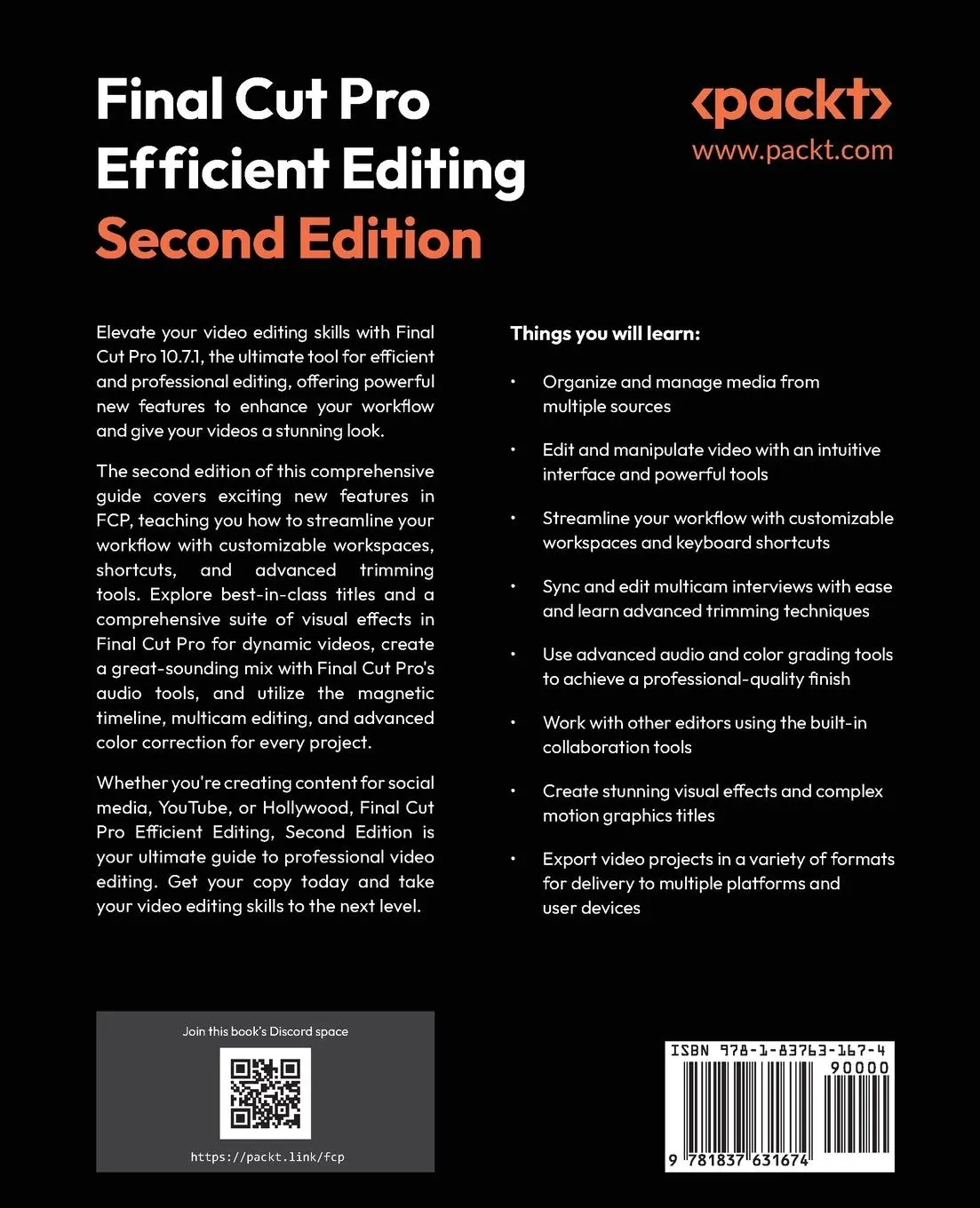 Rückseite: 9781837631674 | Final Cut Pro Efficient Editing - Second Edition | Iain Anderson