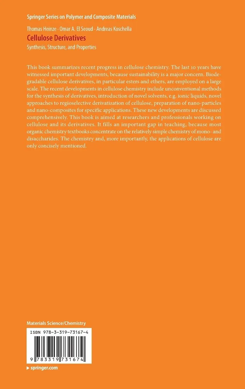 Rückseite: 9783319731674 | Cellulose Derivatives | Synthesis, Structure, and Properties | Buch