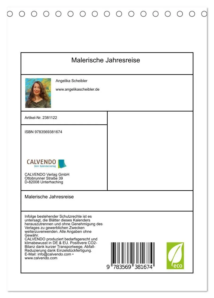 Bild: 9783569381674 | Malerische Jahresreise (Tischkalender 2027 DIN A5 hoch), CALVENDO...