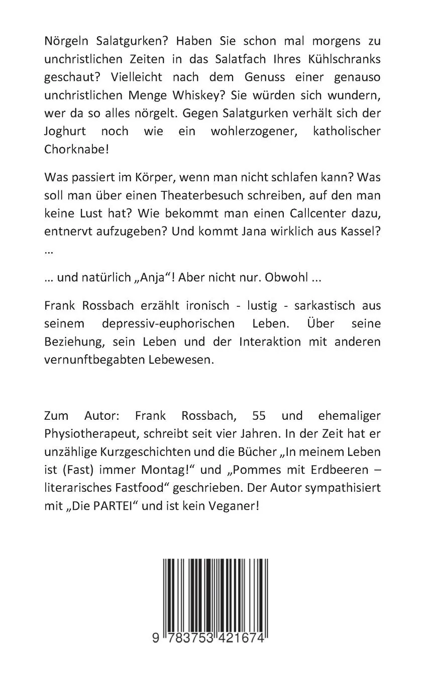 Rückseite: 9783753421674 | Das Nörgeln der Salatgurken | Frank Rossbach | Taschenbuch | Paperback