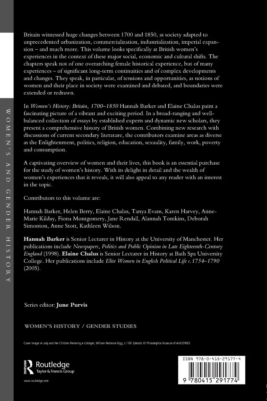 Rückseite: 9780415291774 | Women's History, Britain 1700-1850 | An Introduction | Barker (u. a.)