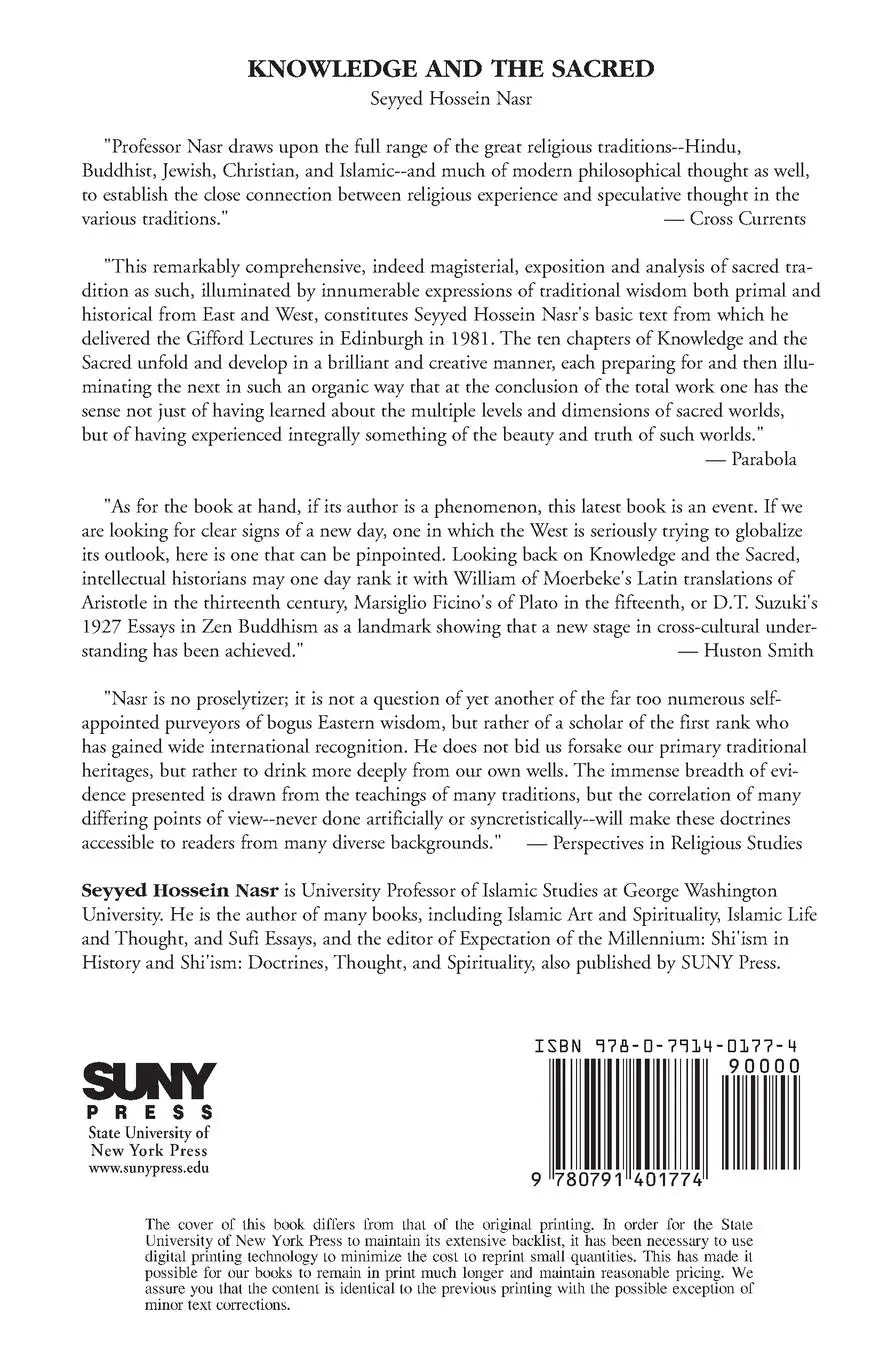 Rückseite: 9780791401774 | Knowledge and the Sacred | Seyyed Hossein Nasr | Taschenbuch | 1989