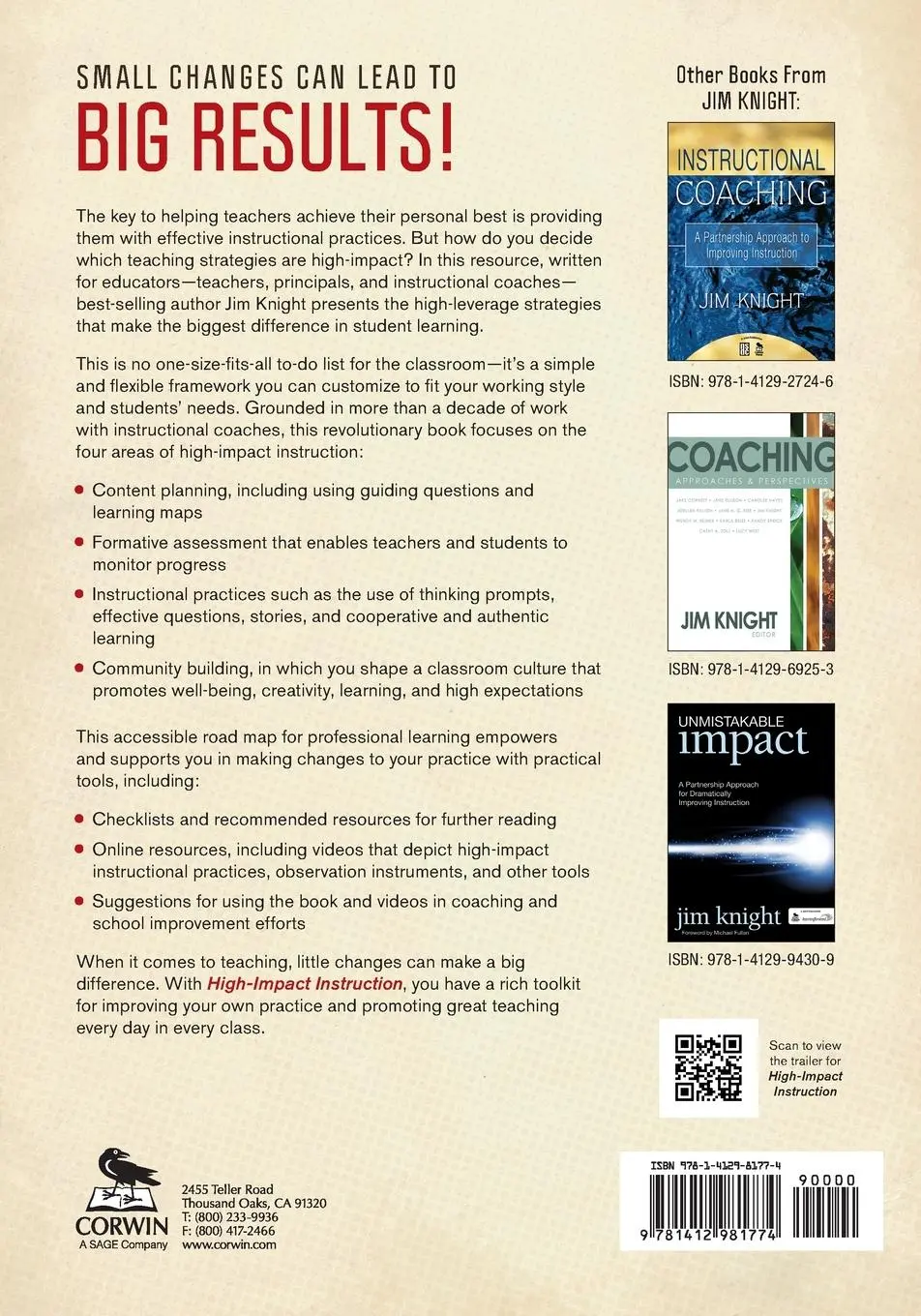 Rückseite: 9781412981774 | High-Impact Instruction | A Framework for Great Teaching | Jim Knight