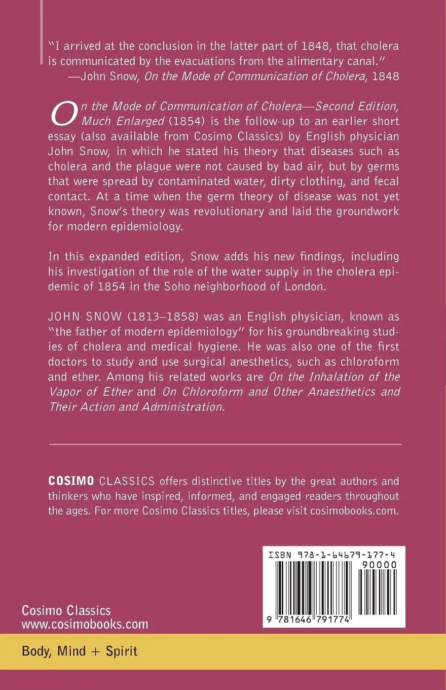 Rückseite: 9781646791774 | On the Mode of Communication of Cholera | John Snow | Taschenbuch
