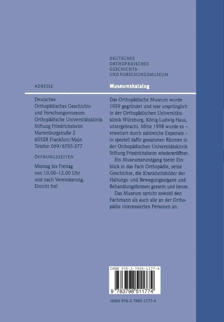 Rückseite: 9783798511774 | Orthopädie - Geschichte und Zukunft | Museumskatalog | Zichner (u. a.)