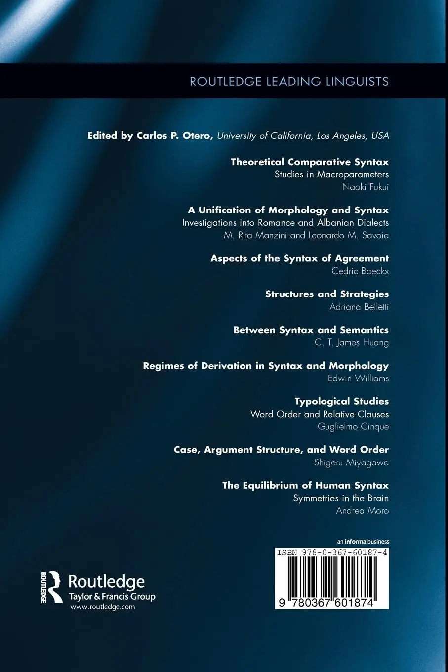 Rückseite: 9780367601874 | The Equilibrium of Human Syntax | Symmetries in the Brain | Moro