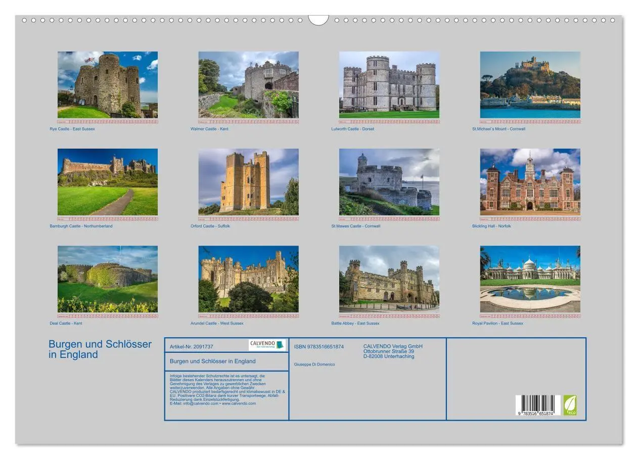 Bild: 9783516651874 | Burgen und Schlösser in England (Wandkalender 2026 DIN A2 quer),...