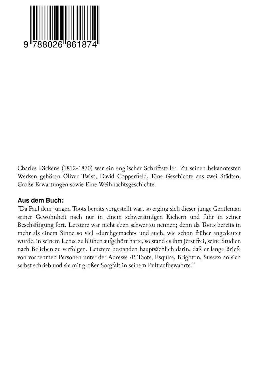 Rückseite: 9788026861874 | Dombey und Sohn (Illustrierte Ausgabe) | Charles Dickens | Taschenbuch