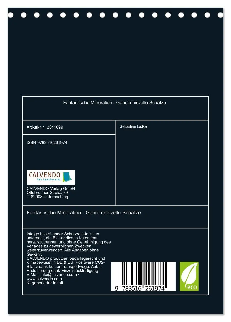Bild: 9783516261974 | Fantastische Mineralien - Geheimnisvolle Schätze (Tischkalender...