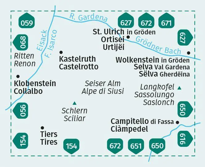 Bild: 9783991541974 | KOMPASS Wanderkarte 076 Gröden, Seiser Alm / Val Gardena, Alpe di...