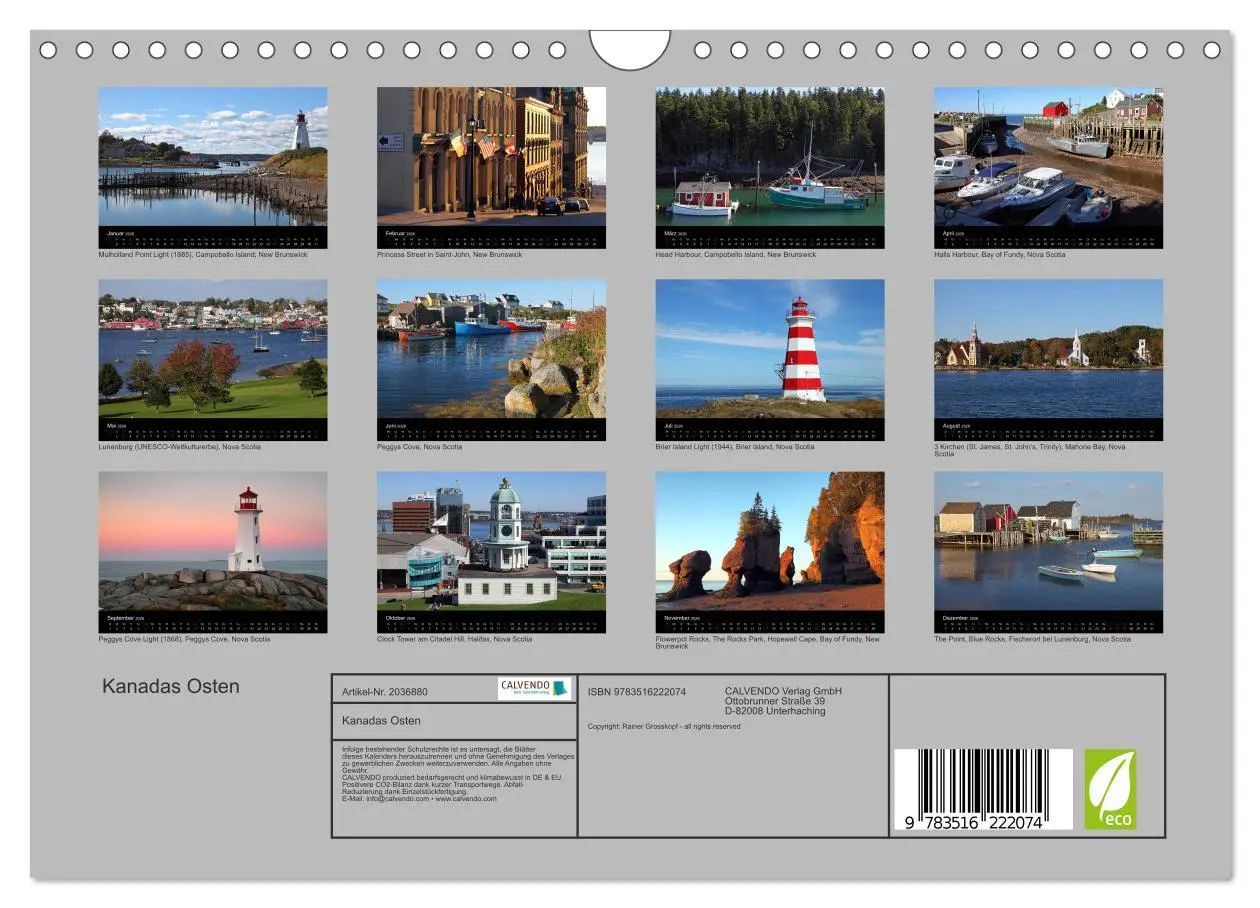 Bild: 9783516222074 | Kanadas Osten (Wandkalender 2026 DIN A4 quer), CALVENDO Monatskalender