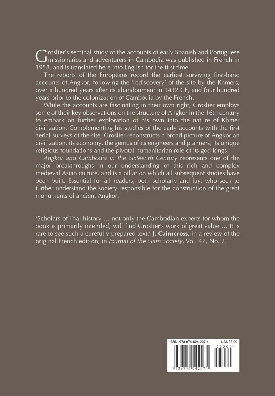 Rückseite: 9789745242074 | Angkor and Cambodia in the Sixteenth Century | Groslier | Taschenbuch
