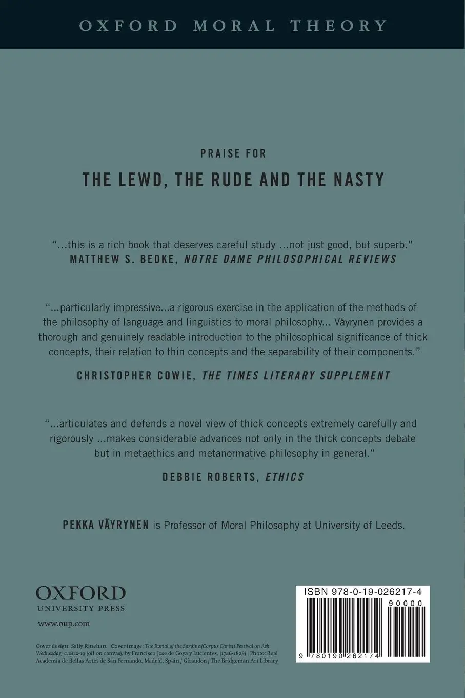 Rückseite: 9780190262174 | Lewd, the Rude and the Nasty | A Study of Thick Concepts in Ethics