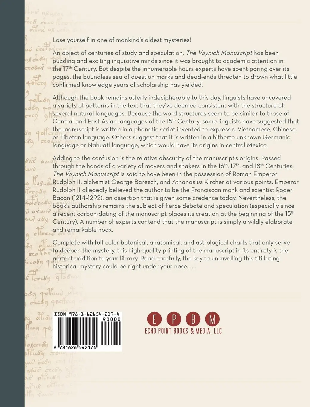 Rückseite: 9781626542174 | The Voynich Manuscript | Full Color Photographic Edition | Unknown