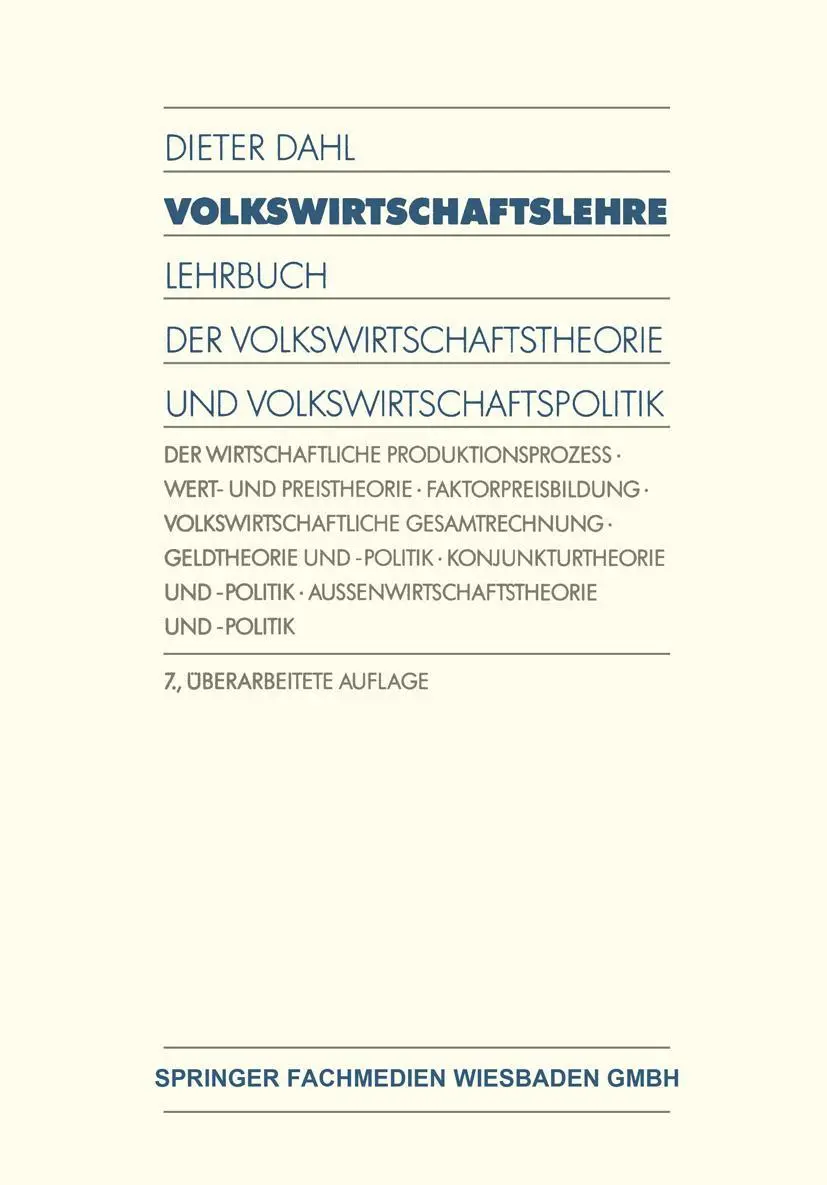 Cover: 9783409602174 | Volkswirtschaftslehre | Dieter Dahl | Taschenbuch | 669 S. | Deutsch