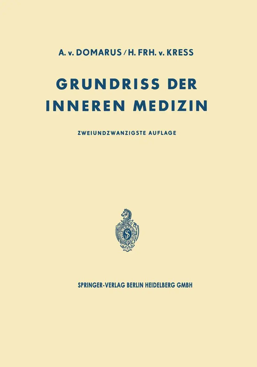 Cover: 9783642492174 | Grundriss der Inneren Medizin | Alexander Von Domarus | Taschenbuch