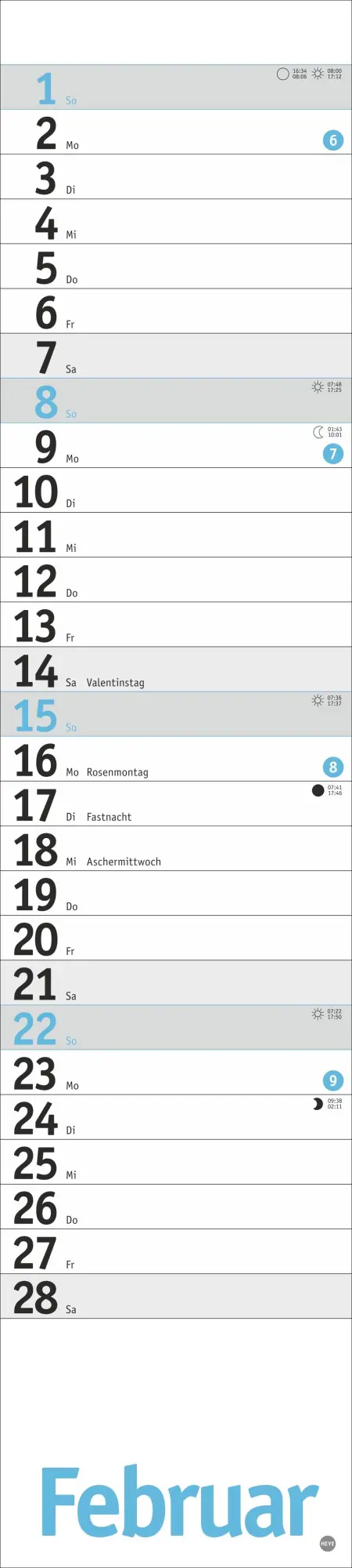 Bild: 9783756412174 | Langplaner, hellblau 2026 | Kalender | Bürokalender Heye | 13 S.