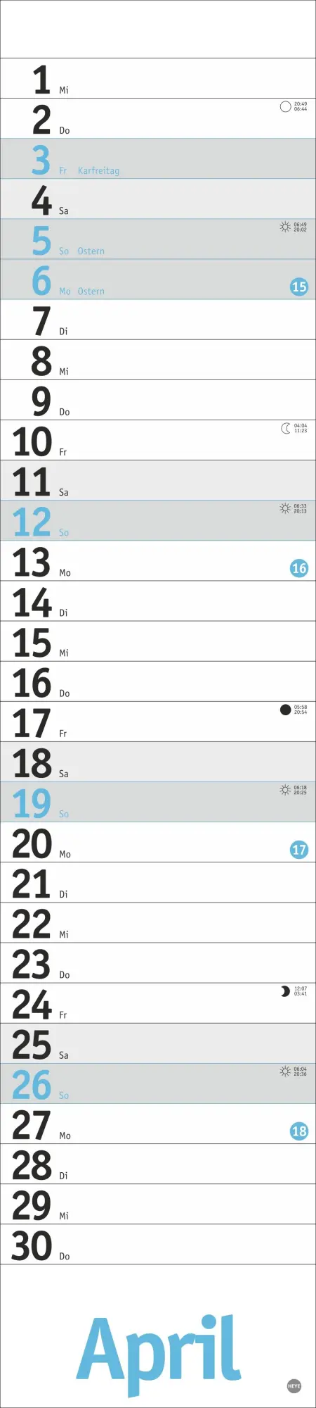 Bild: 9783756412174 | Langplaner, hellblau 2026 | Kalender | Bürokalender Heye | 13 S.