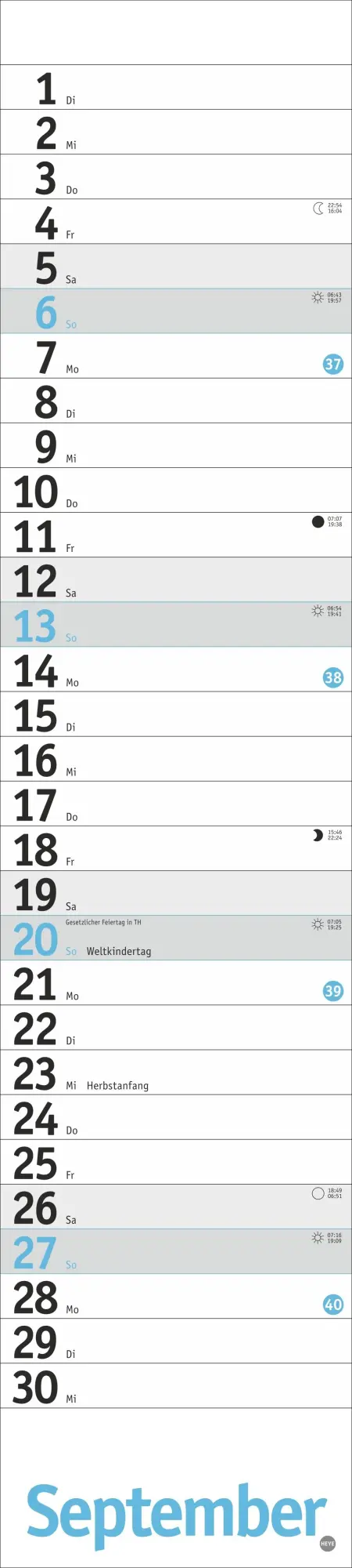 Bild: 9783756412174 | Langplaner, hellblau 2026 | Kalender | Bürokalender Heye | 13 S.