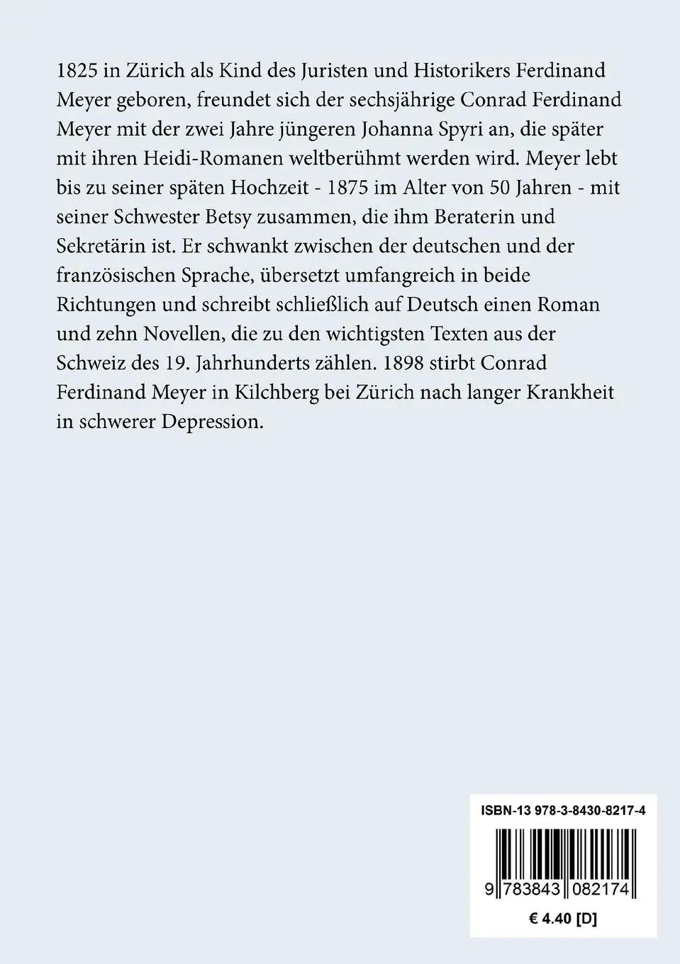 Rückseite: 9783843082174 | Die Richterin | Conrad Ferdinand Meyer | Taschenbuch | 72 S. | Deutsch