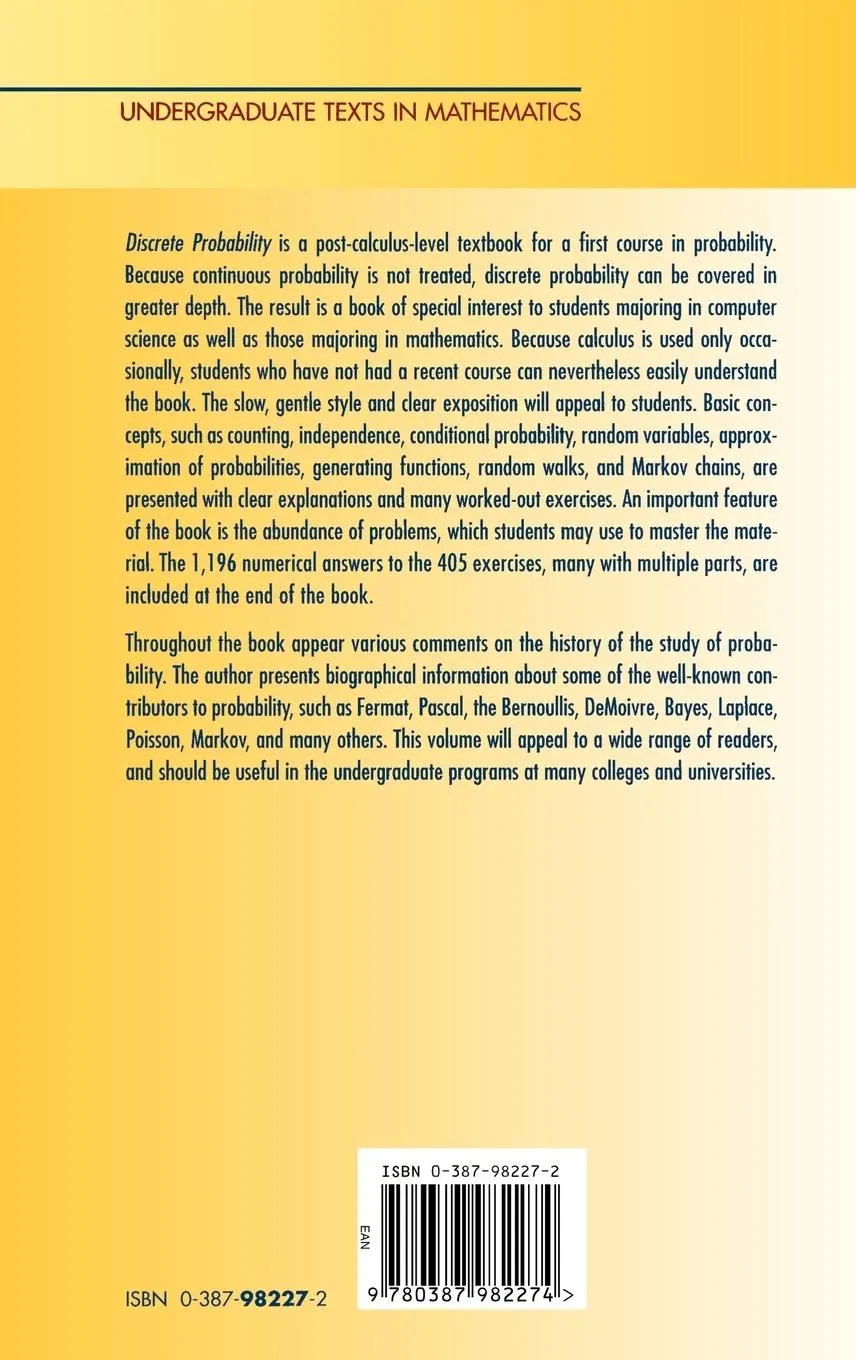 Rückseite: 9780387982274 | Discrete Probability | Hugh Gordon | Buch | xii | Englisch | 1997