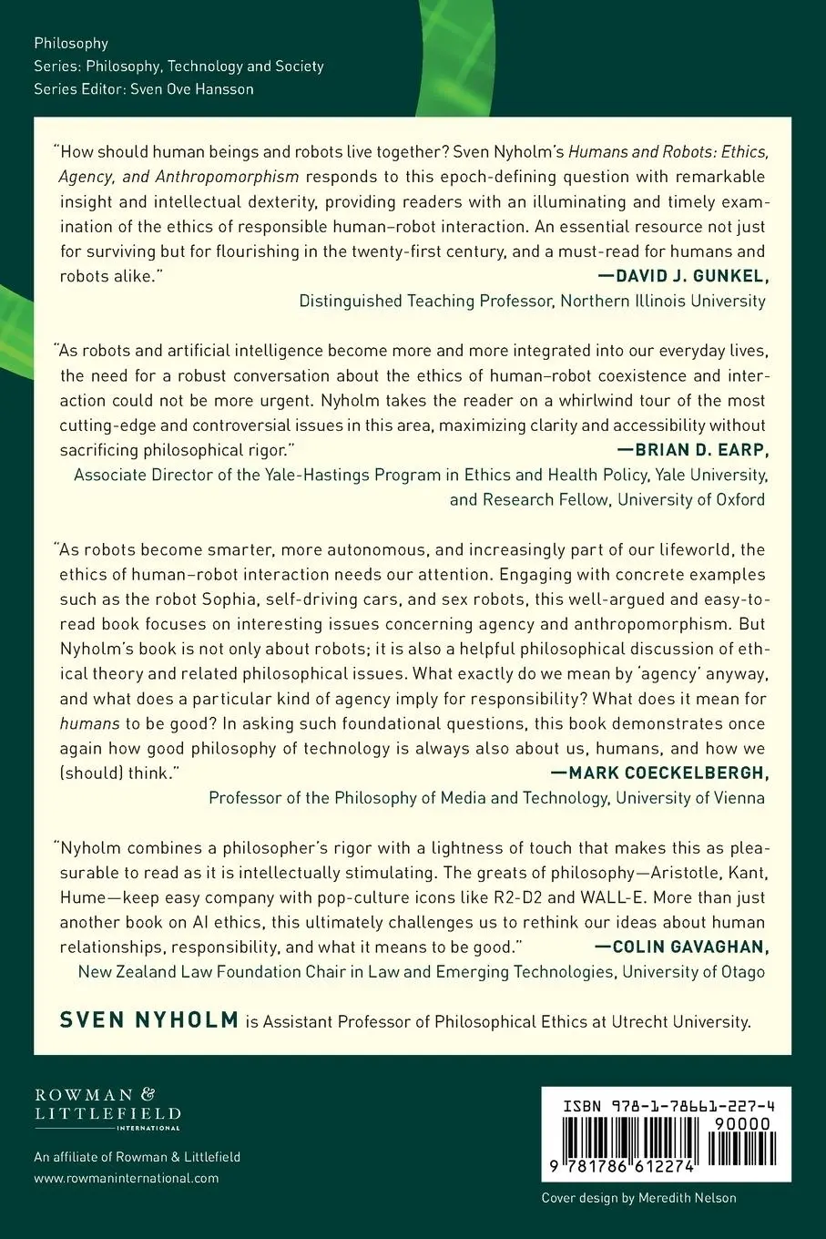 Rückseite: 9781786612274 | Humans and Robots | Ethics, Agency, and Anthropomorphism | Sven Nyholm