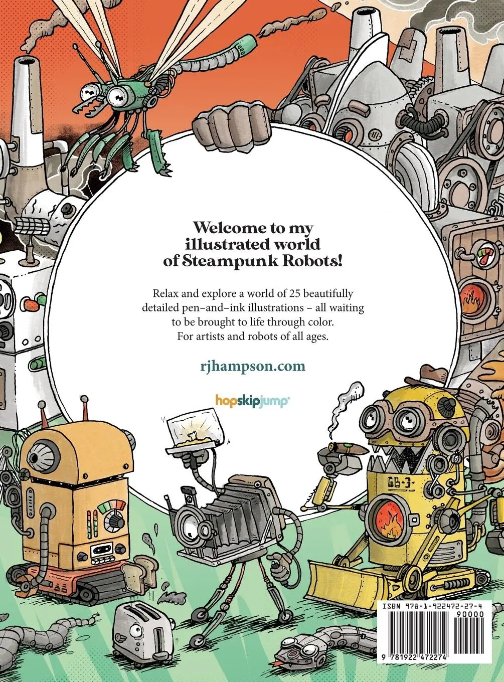 Rückseite: 9781922472274 | Steampunk Robots Coloring Book | R. J. Hampson | Buch | Englisch