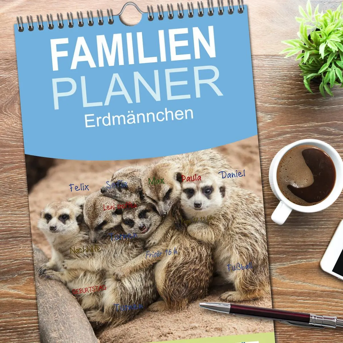 Bild: 9783516512274 | Familienplaner 2026 - Erdmännchen mit 5 Spalten (Wandkalender, 21 x...