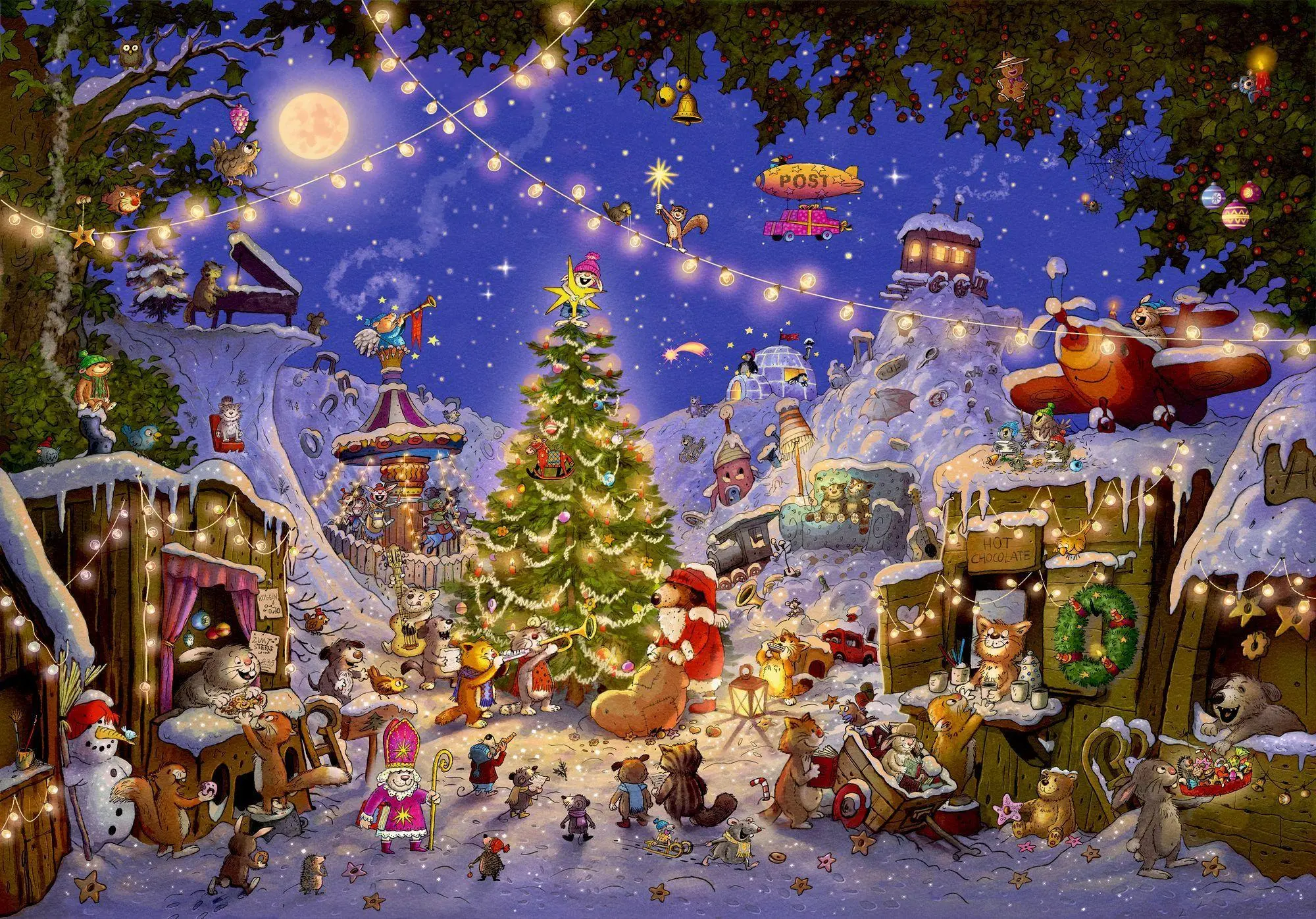 Bild: 4050003972374 | Puzzle-Adventskalender - Weihnachtsmarkt der Tiere | Walter Kössler