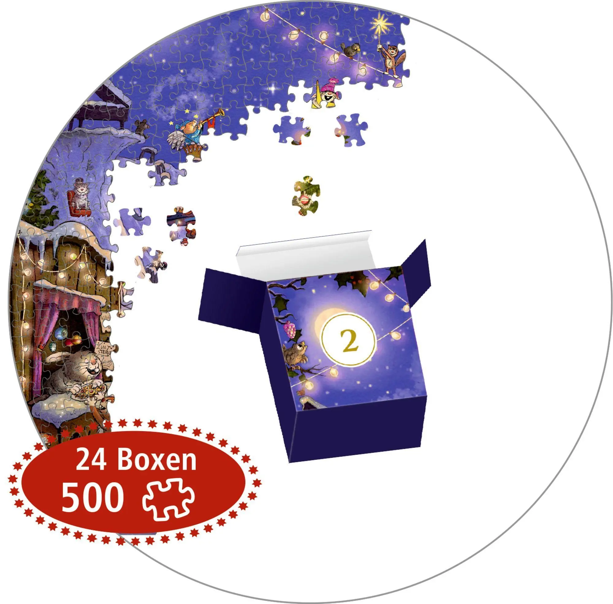 Bild: 4050003972374 | Puzzle-Adventskalender - Weihnachtsmarkt der Tiere | Walter Kössler