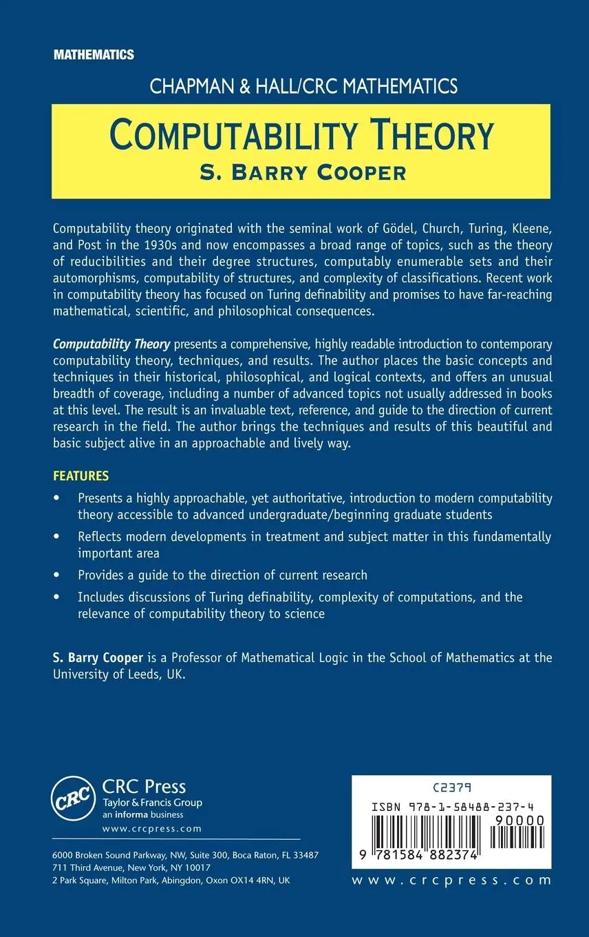 Rückseite: 9781584882374 | Computability Theory | S Barry Cooper | Buch | Englisch | 2003
