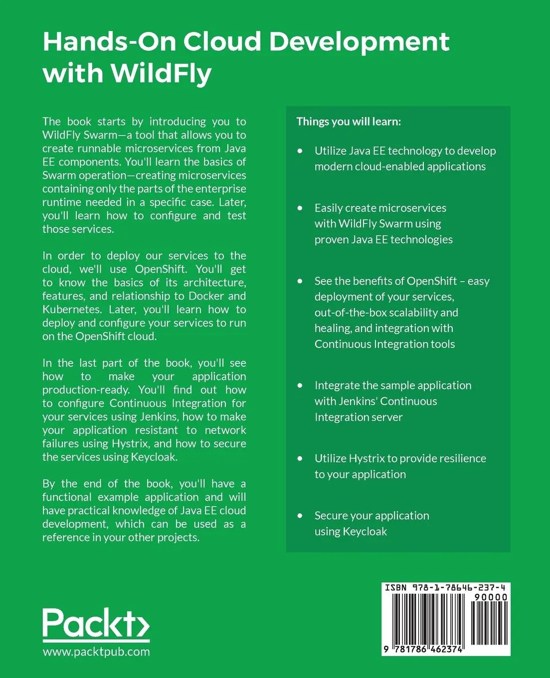 Rückseite: 9781786462374 | Hands-On Cloud Development with WildFly | Tomasz Adamski | Taschenbuch