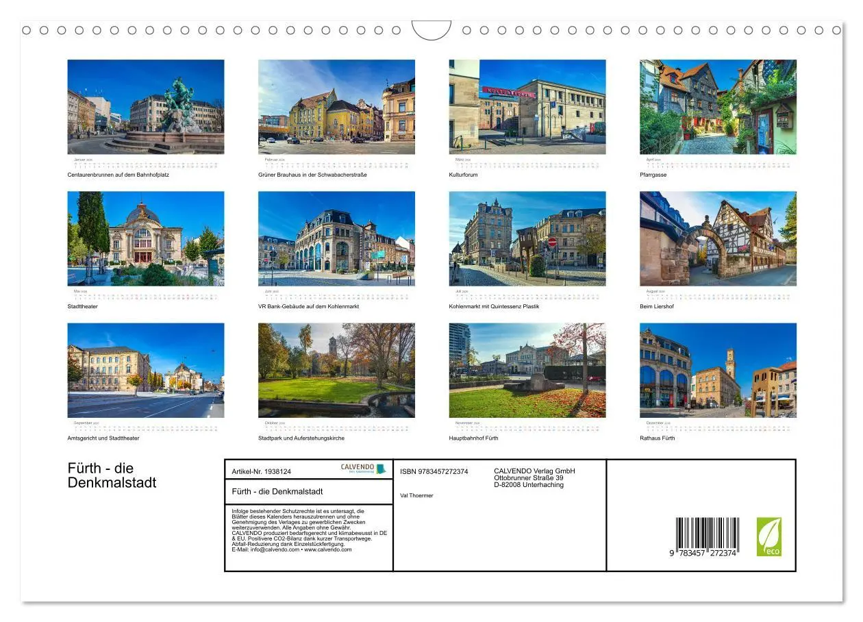 Bild: 9783457272374 | Fürth - die Denkmalstadt (Wandkalender 2026 DIN A3 quer), CALVENDO...