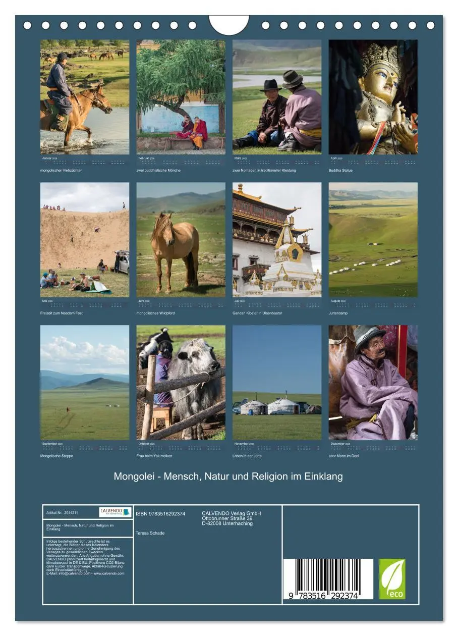 Bild: 9783516292374 | Mongolei - Mensch, Natur und Religion im Einklang (Wandkalender...