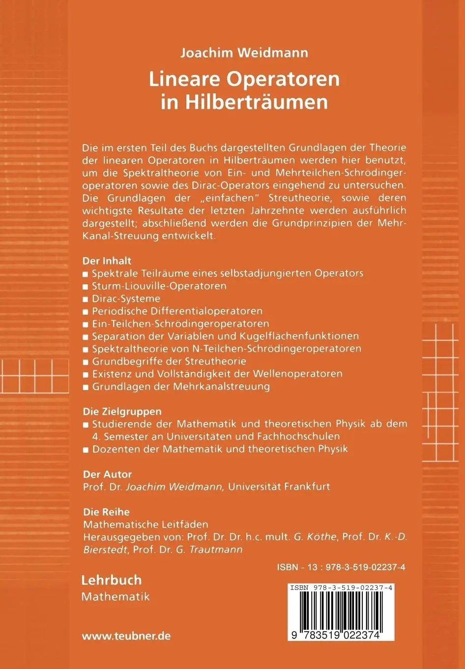 Rückseite: 9783519022374 | Lineare Operatoren in Hilberträumen | Teil II: Anwendungen | Weidmann