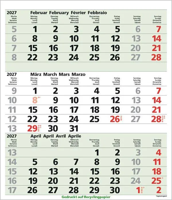 Bild: 9783819302374 | 3-Monats-Planer Comfort Recyclingpapier 2027 | Verlag Korsch | 12 S.