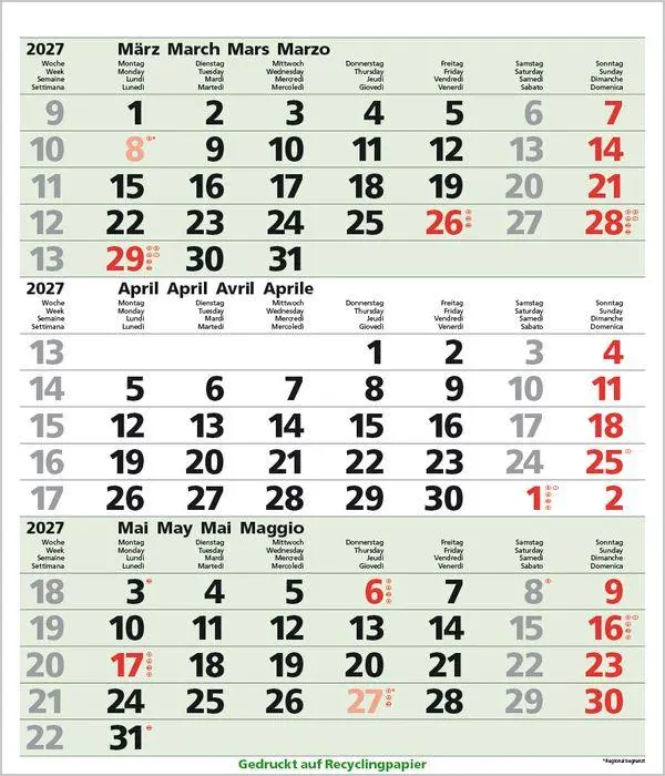 Bild: 9783819302374 | 3-Monats-Planer Comfort Recyclingpapier 2027 | Verlag Korsch | 12 S.