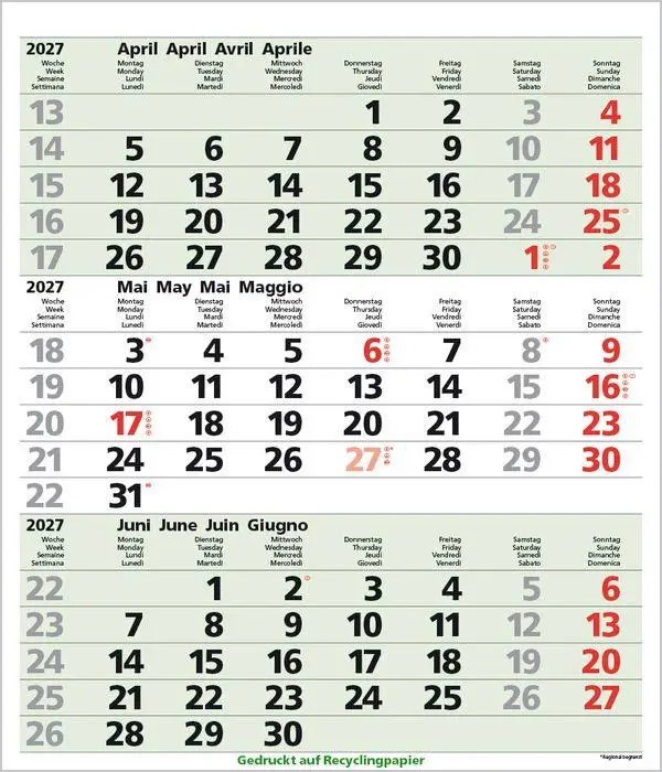 Bild: 9783819302374 | 3-Monats-Planer Comfort Recyclingpapier 2027 | Verlag Korsch | 12 S.
