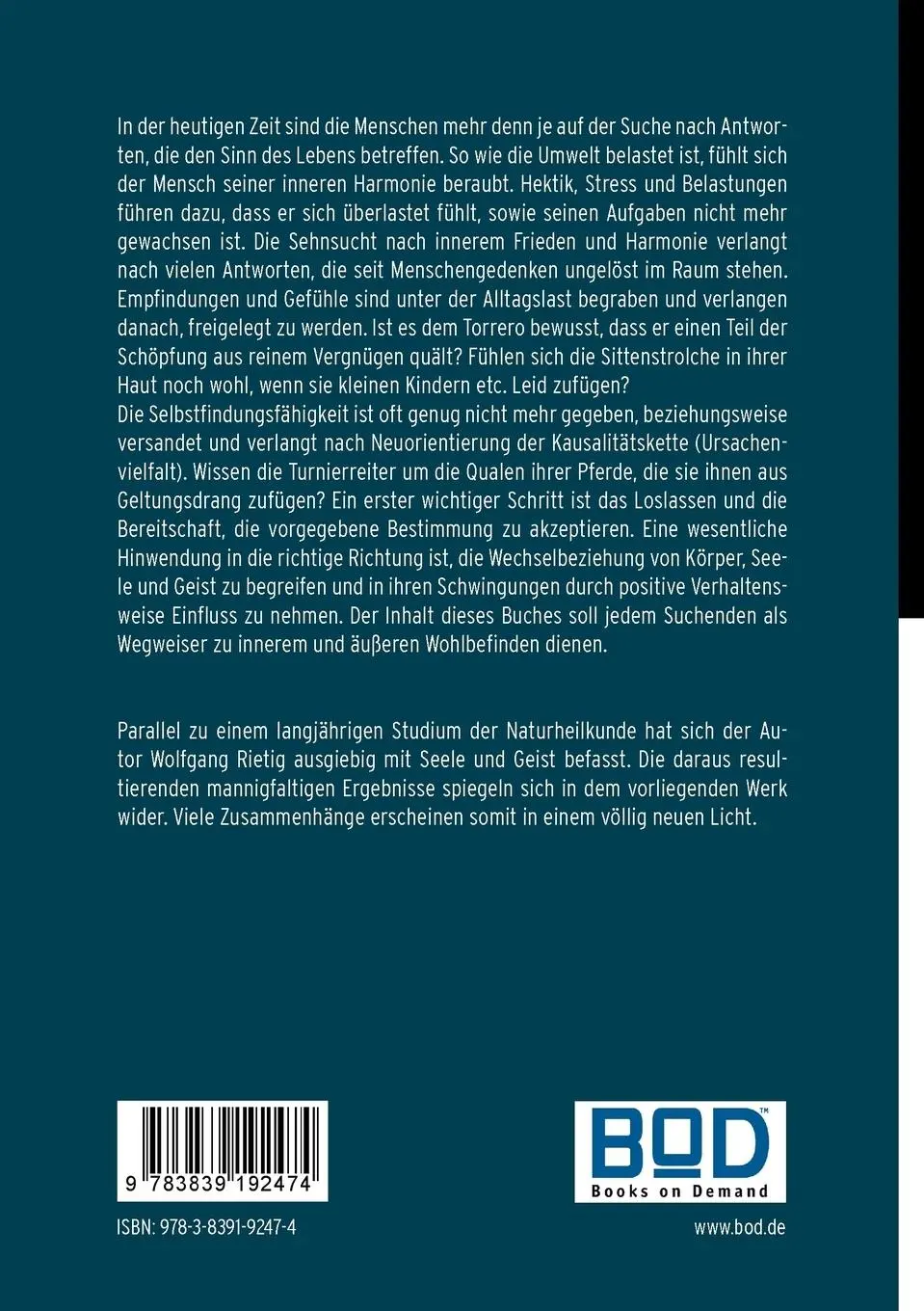 Rückseite: 9783839192474 | Das Geheimnis von Körper, Seele und Geist | Wolfgang Rietig | Buch