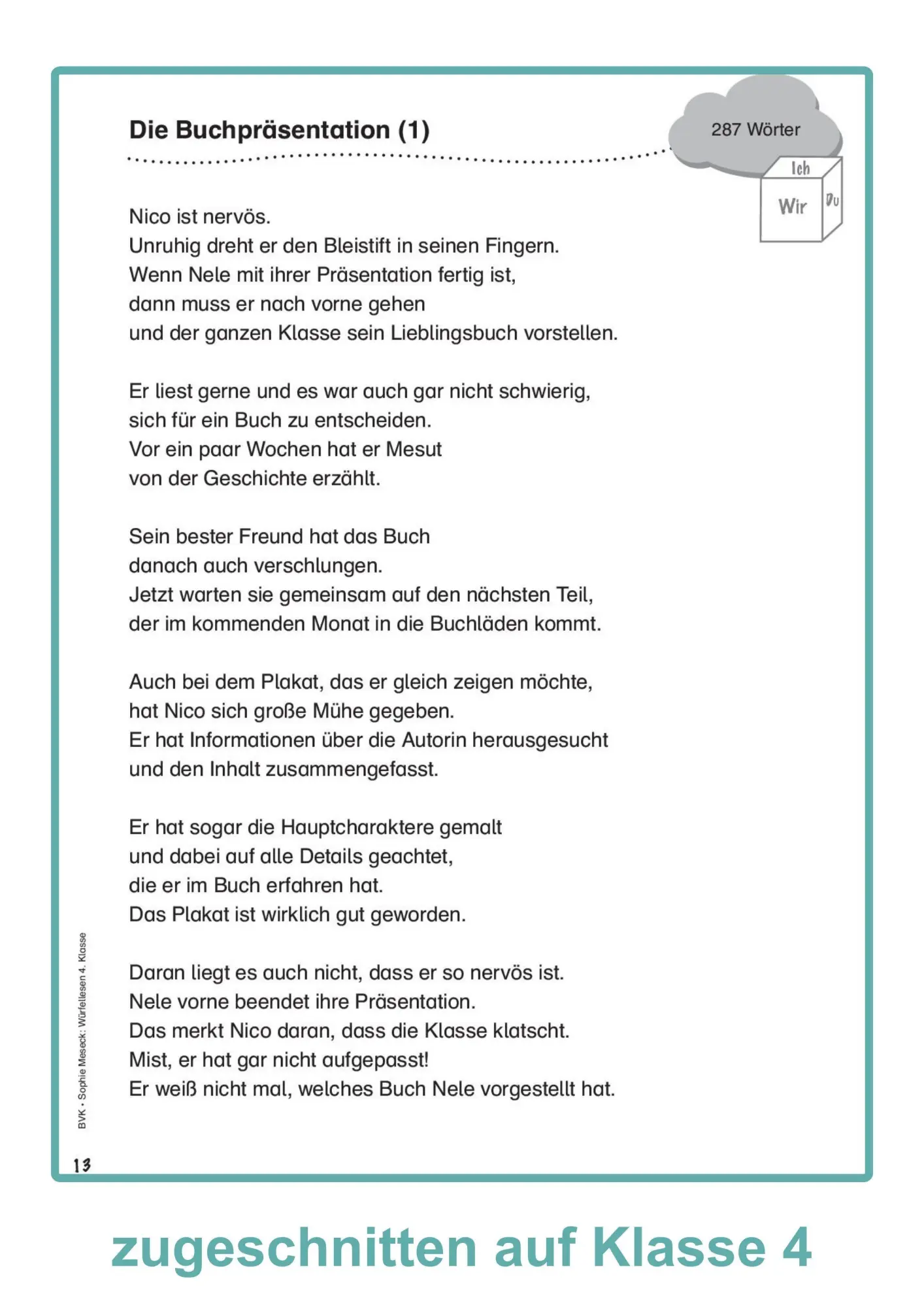 Bild: 9783965202474 | Würfellesen - 4. Klasse | Leseförderung mit vorbereiteten Texten