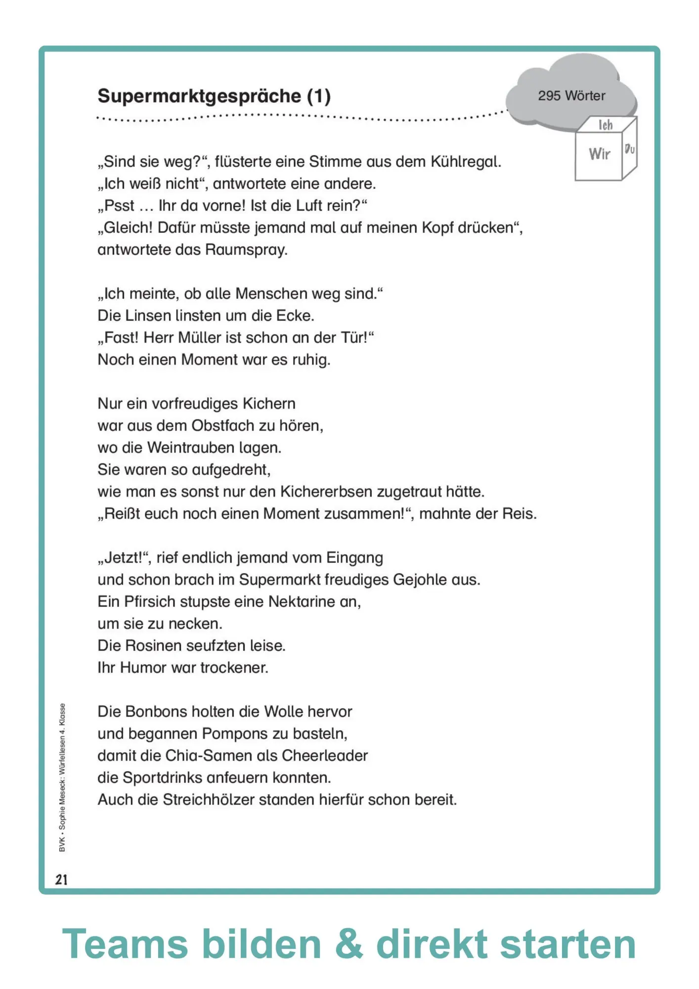 Bild: 9783965202474 | Würfellesen - 4. Klasse | Leseförderung mit vorbereiteten Texten